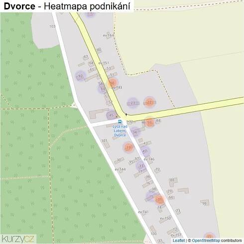 Mapa Dvorce - Firmy v části obce.