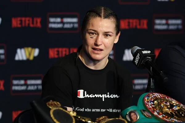 Katie Taylor speaks at a press conference