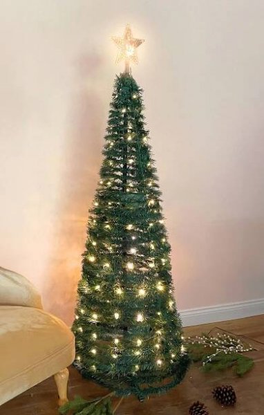 Vyskakovací vánoční stromek s LED osvětlením - zelený / 150 cm - s integrovanými 120