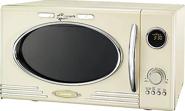 Melissa 16330128 Retro Mikrowelle/1000 Watt/23 Liter Garraum,Design Mikrowelle mit Grill/creme