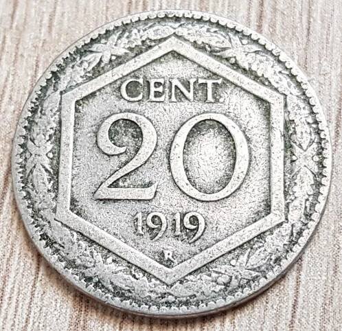 ✅Itálie 20 centesimi 1919 R Král Viktor Emanuel III. - Coat of arms - Numismatika