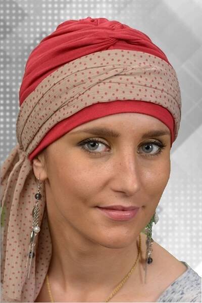 Šátek Krystyna červená puntík