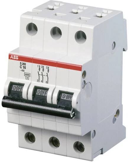 ABB 2CDS253001R0164 S203-C16 elektrický jistič 3pólový 16 A