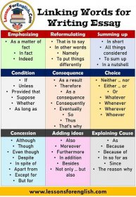 Linking Words for Writing Essay - Lessons For English