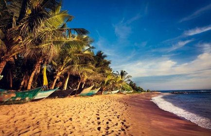 Stáhnout - Lodě na tropické pláži, mirissa, Jižní Srí lanka — Stock obrázek