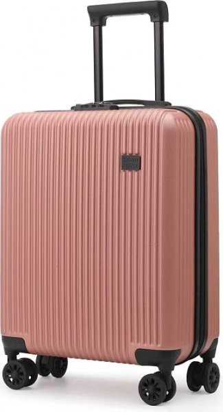 CabinFly Cruisair Ryanair 55x40x20cm kufr tvrdý kufr cestovní trolley kufr na kolečkách příruční zavazadlo 4 kolečka TSA zámek růžově zlatý ABS