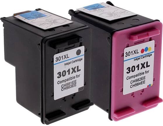 HP 301XL černá + 301XL tříbarevná kompatibilní multibalení 2 kazet
