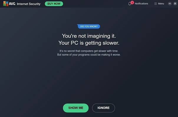 AVG TuneUP upsell after a Smart Scan