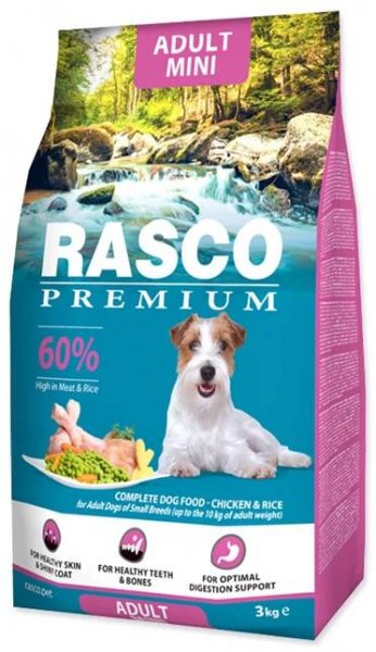 Rasco Premium Adult Mini Kuře s rýží granule 3 kg