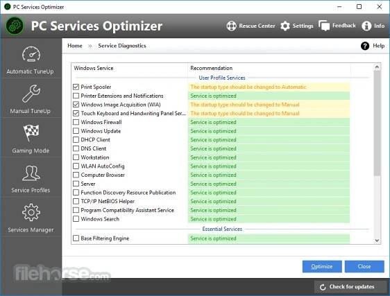 PC Services Optimizer 4.3.1500 Screenshot 5