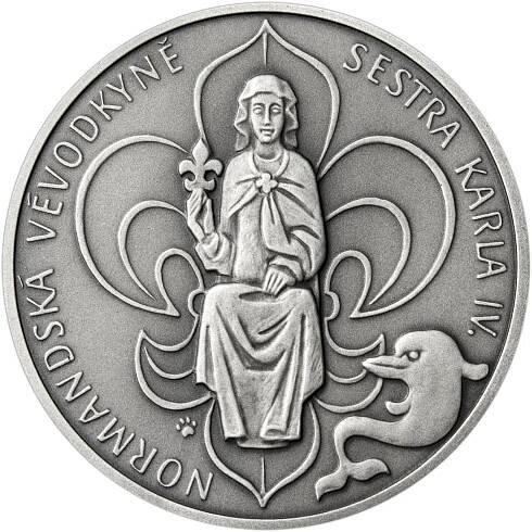 Jitka Lucemburská - 700. výročí narození stříbro patina