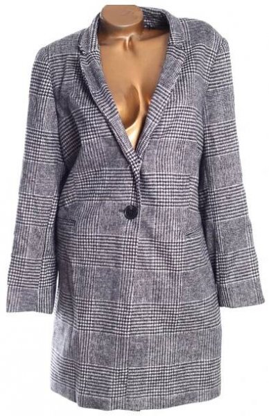 Dámský černo-bílý károvaný kabát / Marks&Spencer / XXXL (50) / ANGLIE