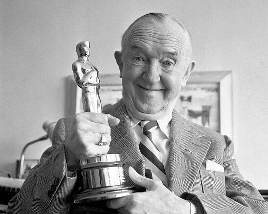 Stan Laurel with Oscar