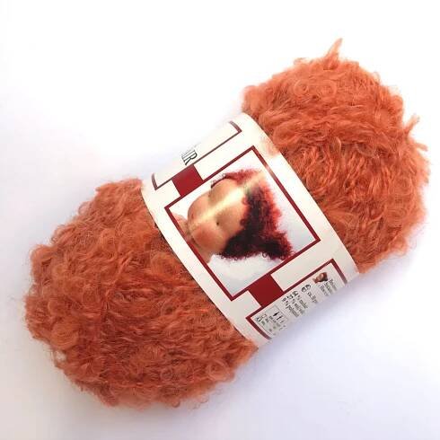 Mohérová příze - bouclé DWE - zrzavá