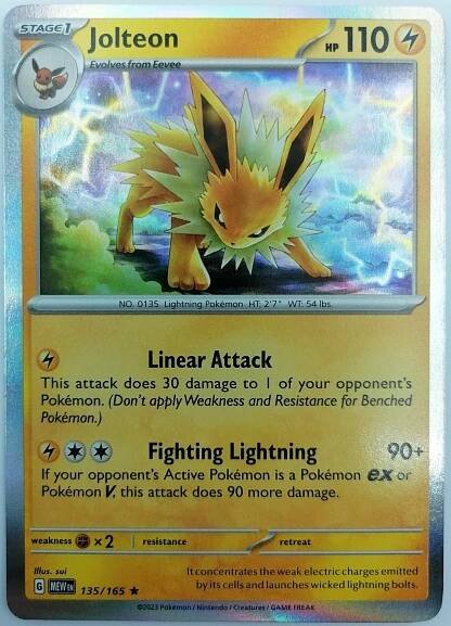 MEW 151 | Jolteon 135/165 | LIGHTNING | Originální karta Pokemon