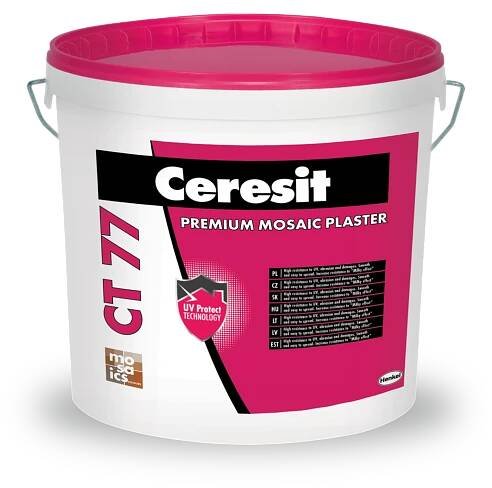 Ceresit CT 77 – silikon-akrylátová mozaiková omítka Mozaiková dekorativní omítka pro vnější i vnitřní použití. | Stavebniny