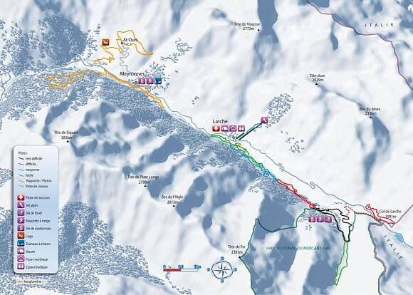 Larche Mapa sjezdovek | Mapa střediska Larche