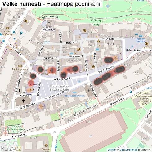 Mapa Velké náměstí - Firmy v ulici.