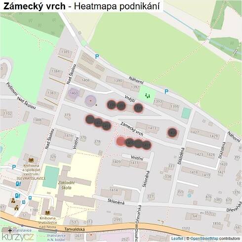 Mapa Zámecký vrch - Firmy v ulici.