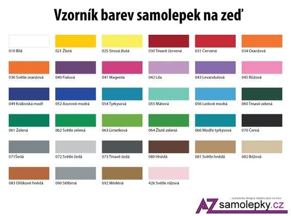 Vzorník barev - Samolepky na zeď | AZsamolepky.cz