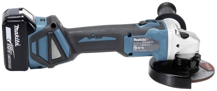 Makita DGA511RTJ DGA511RTJ Akumulátorová úhlová bruska 125 mm, vč. 2x aku, vč. nabíječky, kufřík, 18 V, 5 Ah