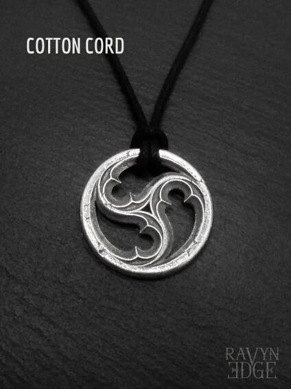 Triskelion necklace with cotton cord option
