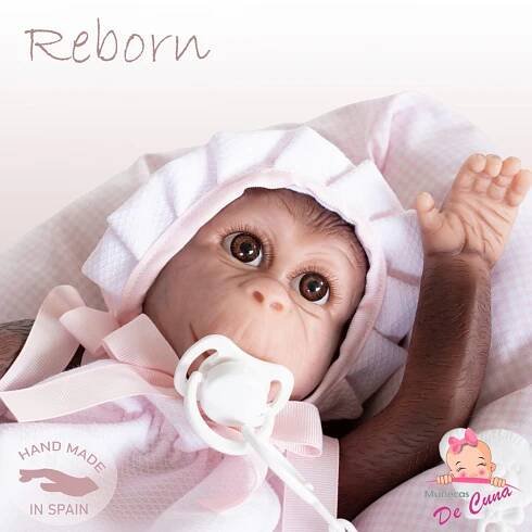 Realistická Reborn panenka opička Lili 36cm Muñecas De Cuna - Pink