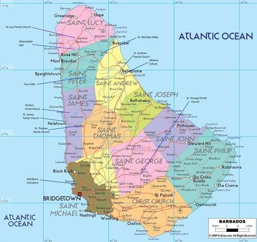 MAP OF BARBADOS