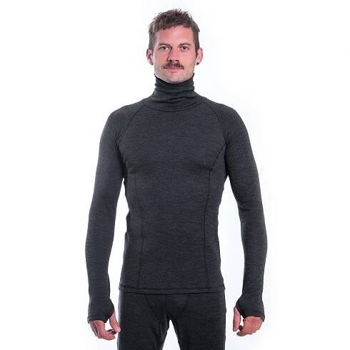 SENSOR MERINO BOLD pánské triko dl.rukáv roll neck anthracite gray