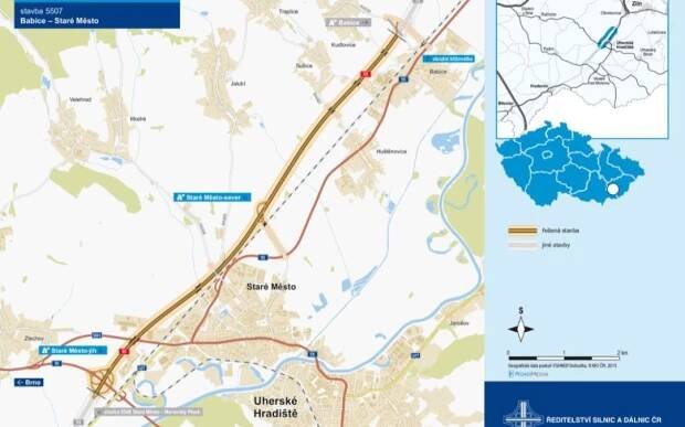 Video z budovaného úseku dálnice D55 Babice – Staré Město – únor 2022