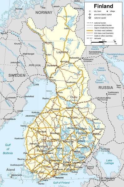 Mapa Finska politické