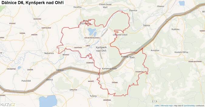 Kynšperk nad Ohří, Dálnice D6 - Mapa