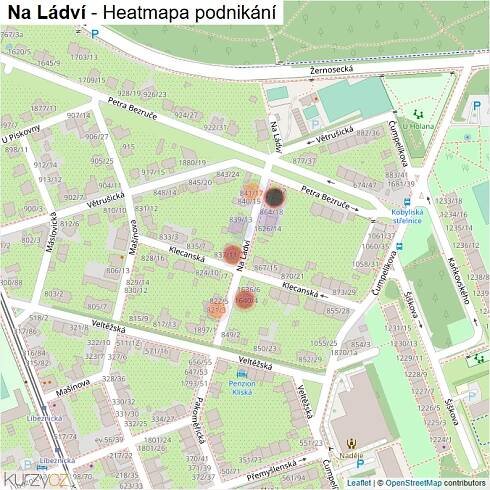 Mapa Na Ládví - Firmy v ulici.