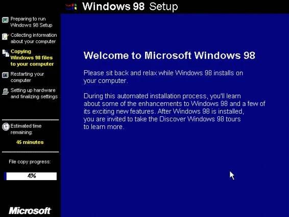 Windows 98 QuickInstall, instalace Win98 rychle a pohodlně