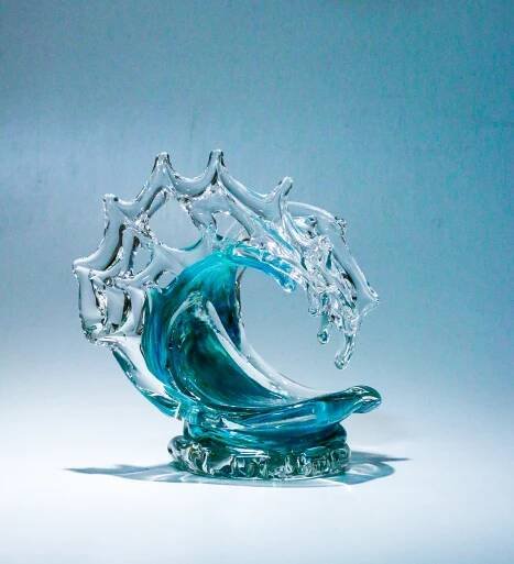 Extra Small Tsunami in Turquoise, Medium: Glass, Artist: David Wight Size: 9.5