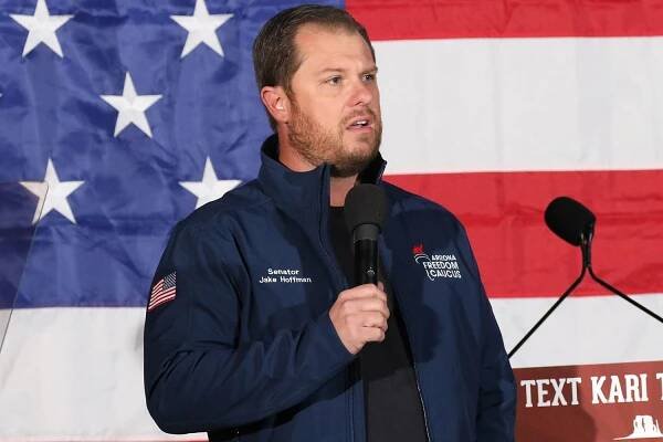 State Senator Jake Hoffman makes remarks at Republican Senate candidate Kari Lake's Win the West Rally