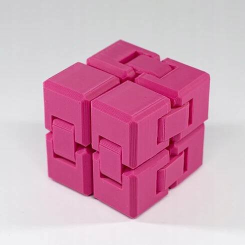 Antistresová kostka Infinity Cube – 3D tisk Fidget Toy RŮŽOVÁ Model Cube_1