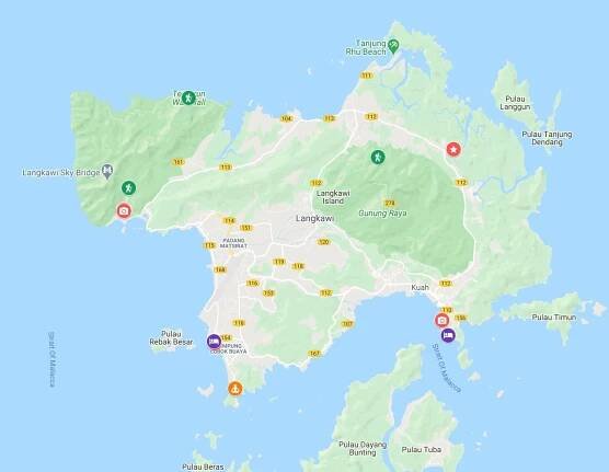 Best Things to do in Langkawi Map