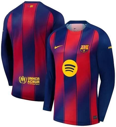  Barcelona Nike 2025/26 Home Replica Long Sleeve Jersey - Navy