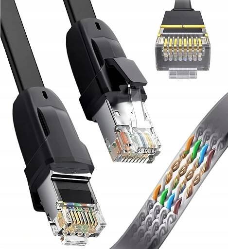 Ethernetový síťový kabel RJ45 LAN PLOCHÝ, vysoká propustnost CAT 8 5 m