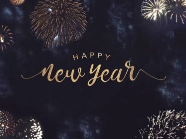 šťastný nový rok text se zlatým ohňostrojem v noční obloze - novoročenka - stock snímky, obrázky a fotky