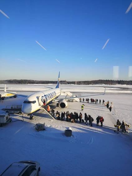 Zasněžené letiště Vantaa