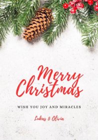 Christmas Wishes of Joy and Miracle Postcard A5 Vertical Šablona návrhu