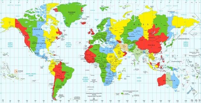 Časový posun – Vysvětlení, mapa Evropa, USA, Rusko