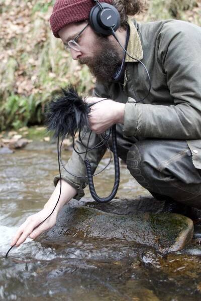 Dan Davies recording at Padley Gorge by Dr. Scott Mckenzie