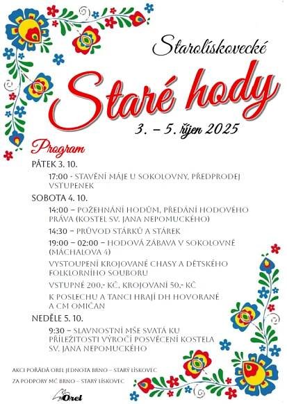 Staré hody 2025 – Římskokatolická farnost u kostela sv. Jana Nepomuckého, Brno-Starý Lískovec