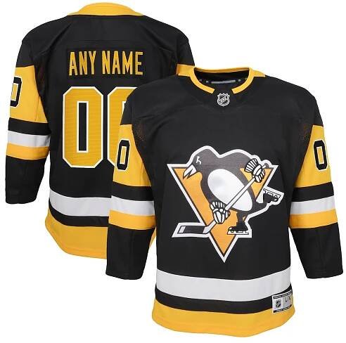 Youth Pittsburgh Penguins Black Home Premier Custom Jersey