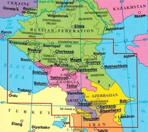 KAVKAZ ARMÉNIE ÁZERBAJDŽÁN GRUZIE SILNIČNÍ MAPA GIZIMAP ISBN 9789630296687