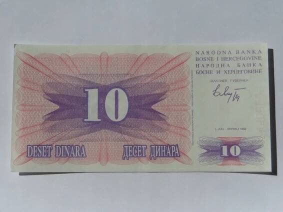 [B0493] Bosna a Hercegovina 10 dinárů 1992 r.UNC