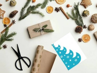Vánoční přání - modrý stromeček